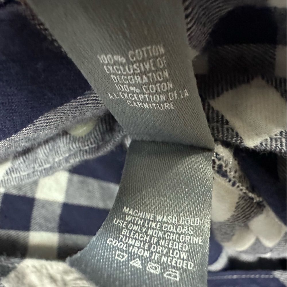 Aerie Cotton Blue White Flannel Plaid Button Up Long Sleeve Short Romper Large - Picture 13 of 13